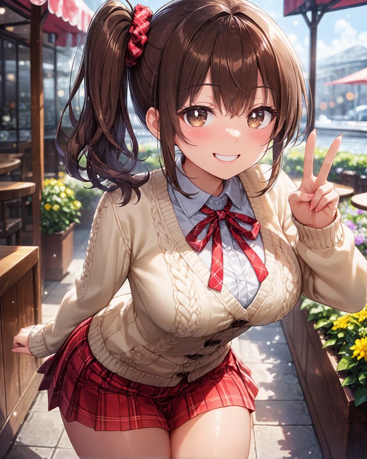Ayame Takahashi smiling with a peace sign